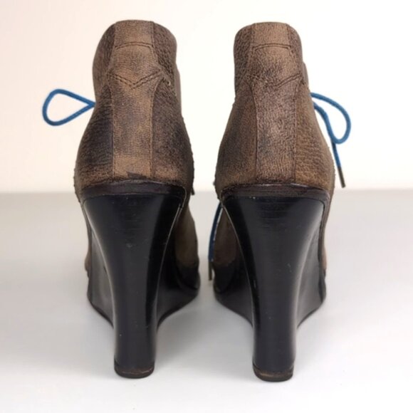 Rag & Bone Odval Brown Distressed Wedge Heel Booties Leather Lace Up Chukka - Picture 5 of 14